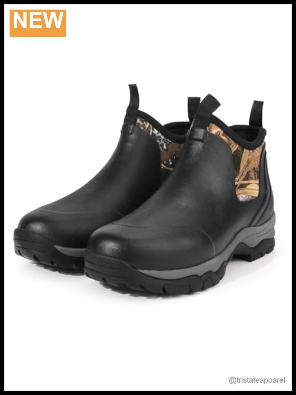 Men's Ankle Rubber Boots Neoprene Insulated Waterproof Slip-On Rain Boots